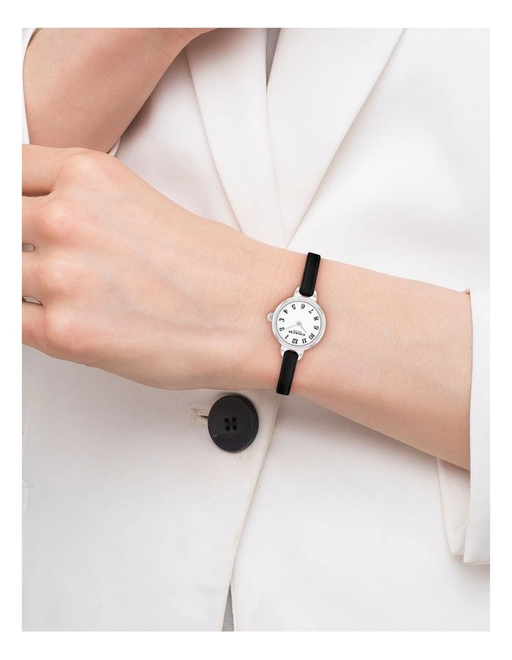 Iris Black Calfskin Dial Watch in White image 4
