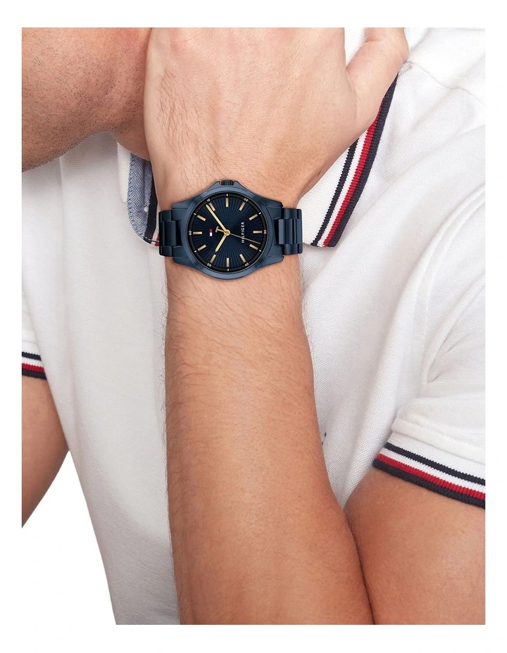 Bruce Ionic Plated Steel Dial Watch in Navy image 4