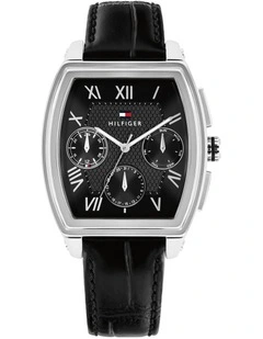 Oxford Leather Dial Watch in Black