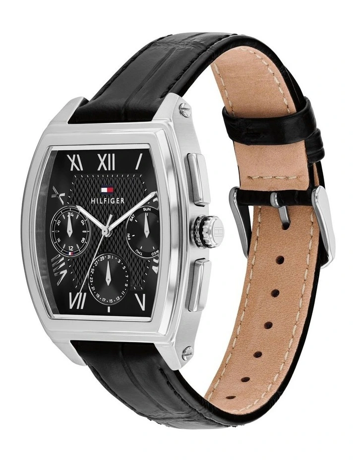 Oxford Leather Dial Watch in Black image 2