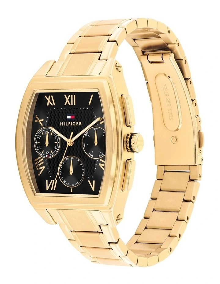 Oxford Ionic Plated Thin Steel Dial Watch in Black image 2