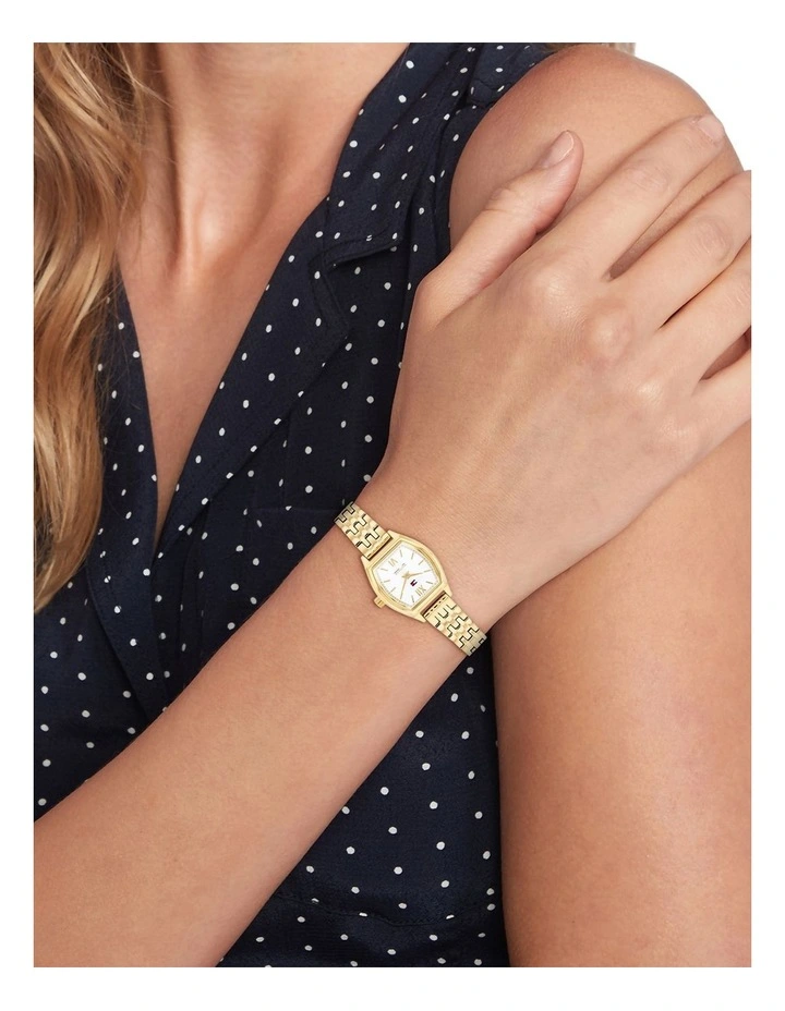 Norah Ionic Plated Thin Steel Dial Watch in Gold image 4