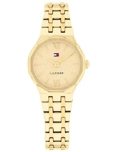 Mackenzie Ionic Plated Thin Steel Dial Watch in Gold