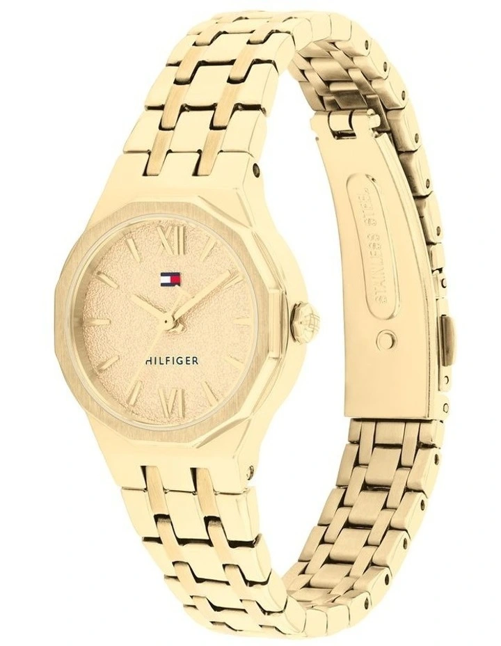 Mackenzie Ionic Plated Thin Steel Dial Watch in Gold image 2