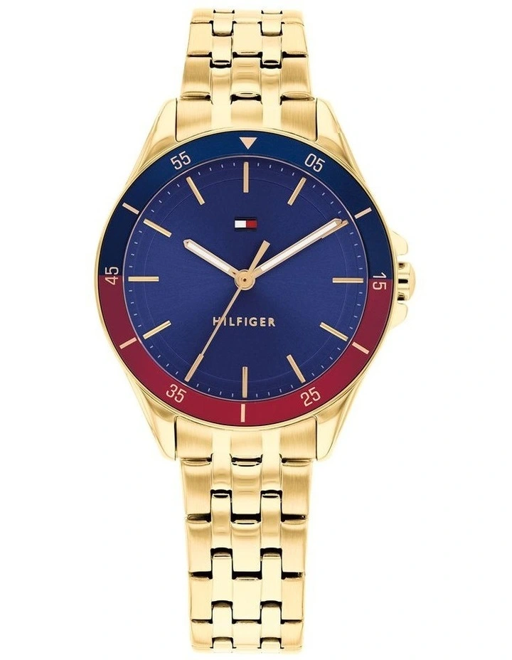 Jade Ionic Plated Thin Steel Dial Watch in Blue image 1