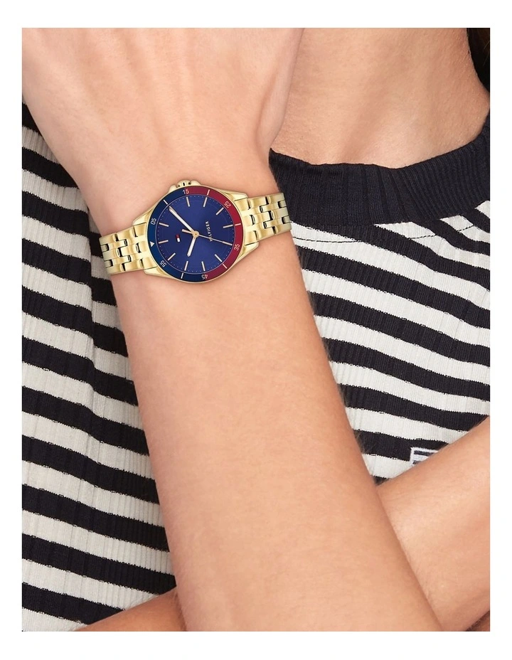 Jade Ionic Plated Thin Steel Dial Watch in Blue image 4