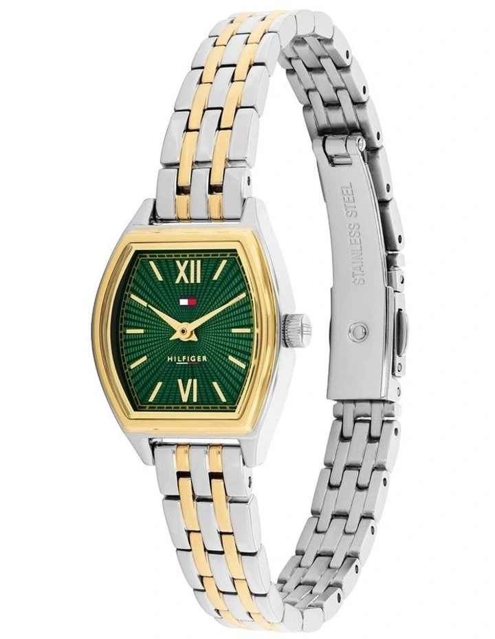 Norah Stainless Steel & Ionic Plated Thin Steel Dial Watch in Emerald Green image 2