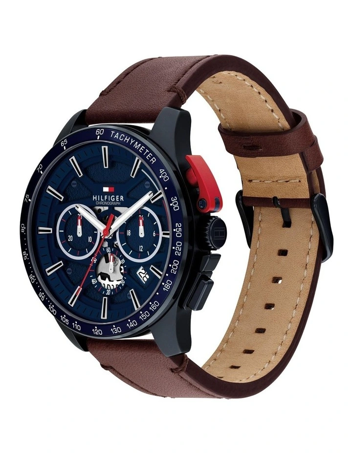 Leather Dial Watch in Brown image 2