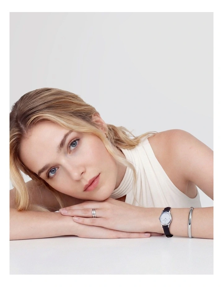 Ophelia Mini 22mm Black Leather Steel Watch image 2