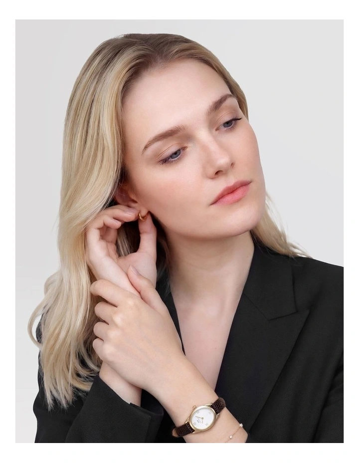 Ophelia Mini 22mm Brown Leather Gold Watch image 2