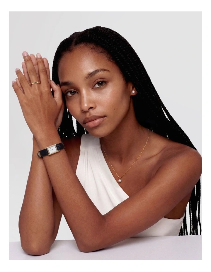 Bound Mini 17mm Black Leather Gold Watch image 2