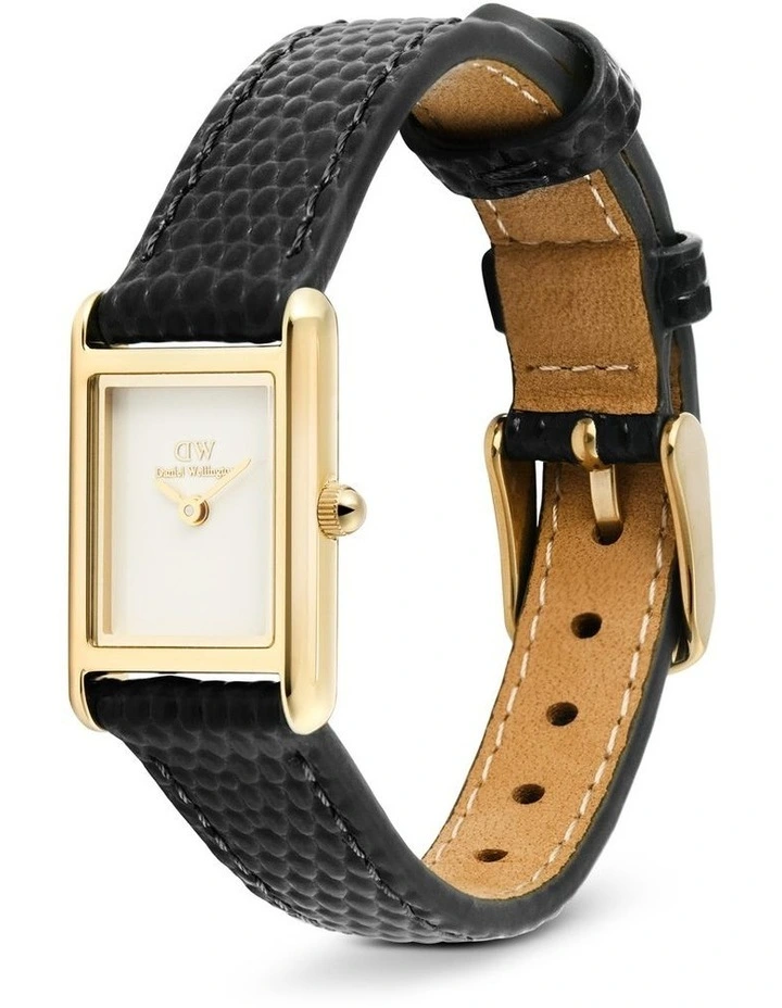 Bound Mini 17mm Black Leather Gold Watch image 3