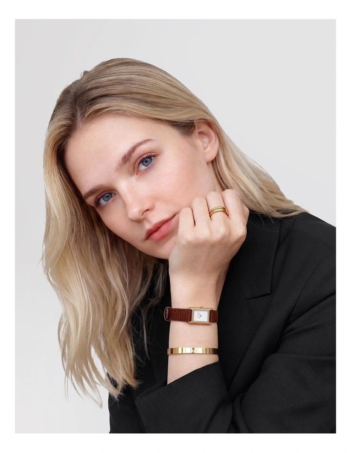 Bound Mini 17mm Brown leather Gold Watch image 2