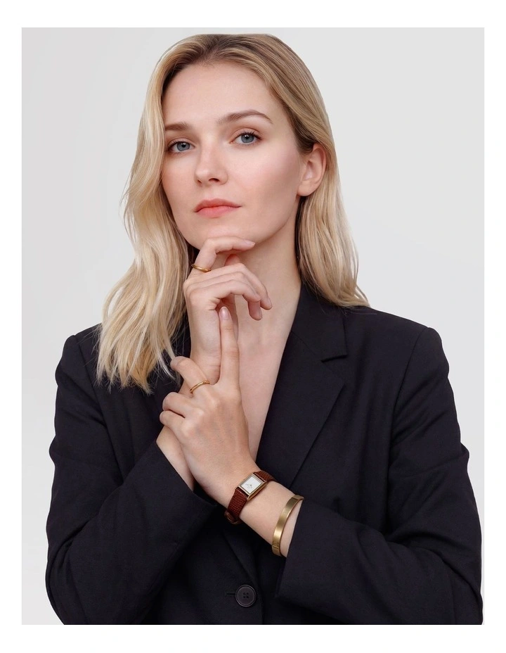 Bound Mini 17mm Brown leather Gold Watch image 3