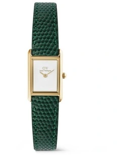 Bound Mini 17mm Green Leather Gold Watch