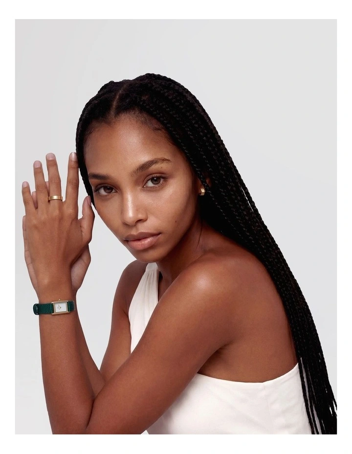 Bound Mini 17mm Green Leather Gold Watch image 2