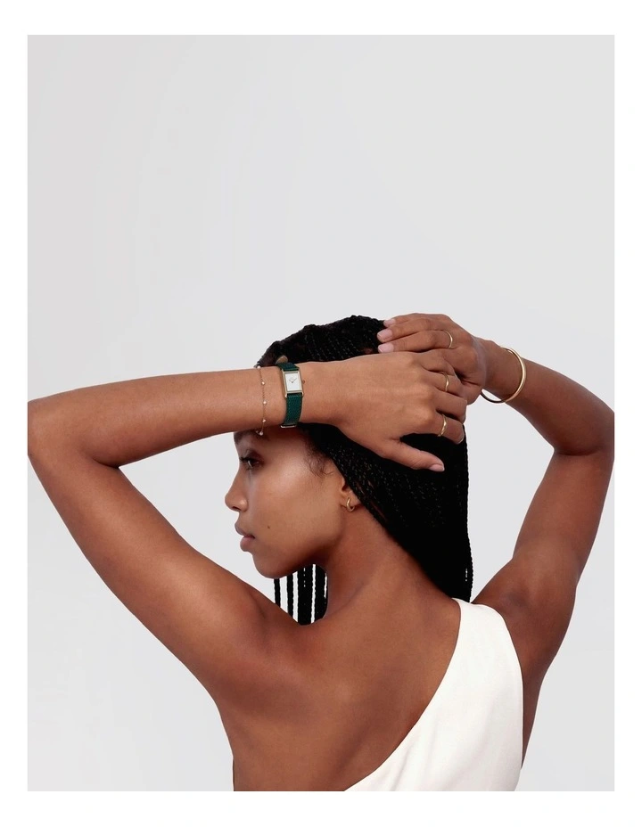 Bound Mini 17mm Green Leather Gold Watch image 3