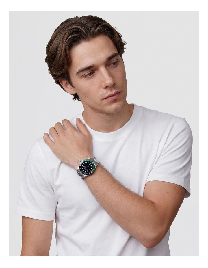 Iconic GMT 40mm Link Ceramic Bezel Steel Watch image 2