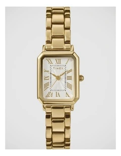 Timex Women's Rect Gold Watch TW2Y01200