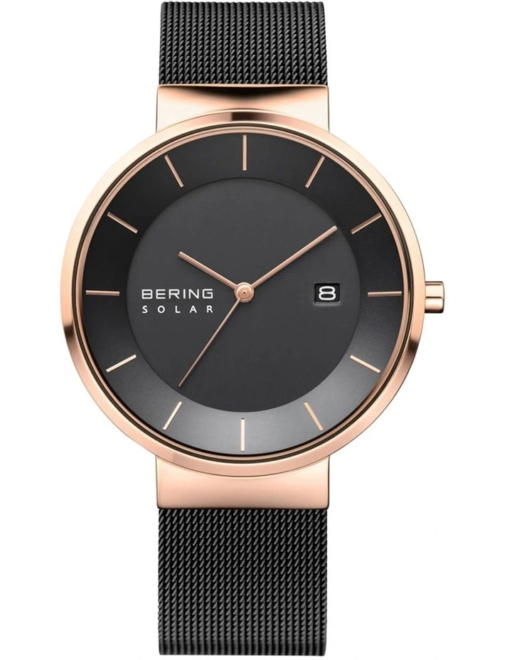 Gents Solar Collection Black Black Milanese Stainless Steel Solar Watch 14639-166 image 1
