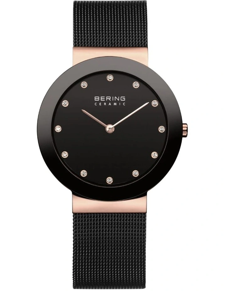 Ladies Ceramic Collection Milanese Stainless Steel Analog Watch 11435-166 in Black image 1
