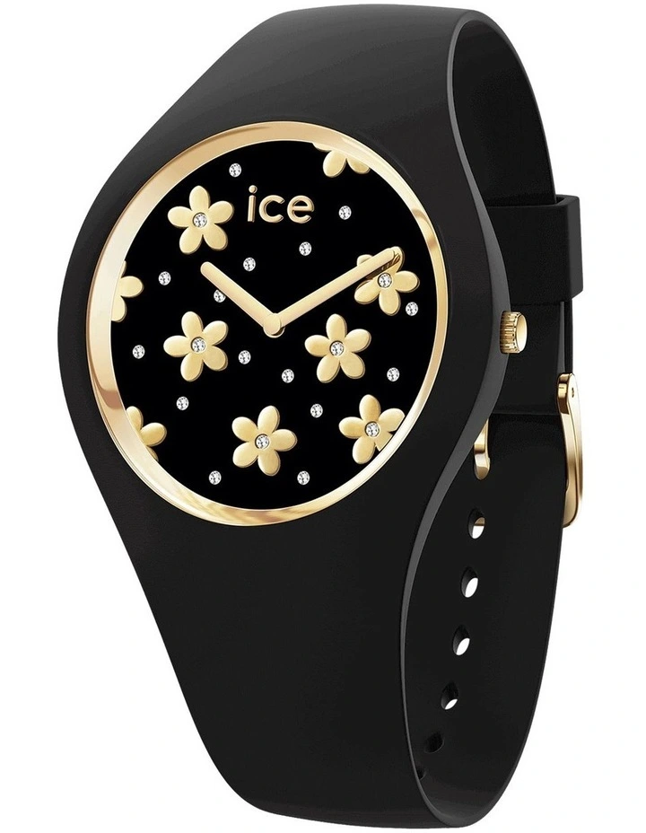 Ice Flower Precious Small Black Silicone Quartz Watch image 1