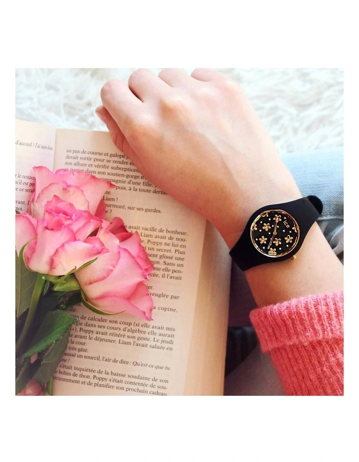ICE-Watch Ice Flower Precious Small Black Silicone Quartz Watch MYER