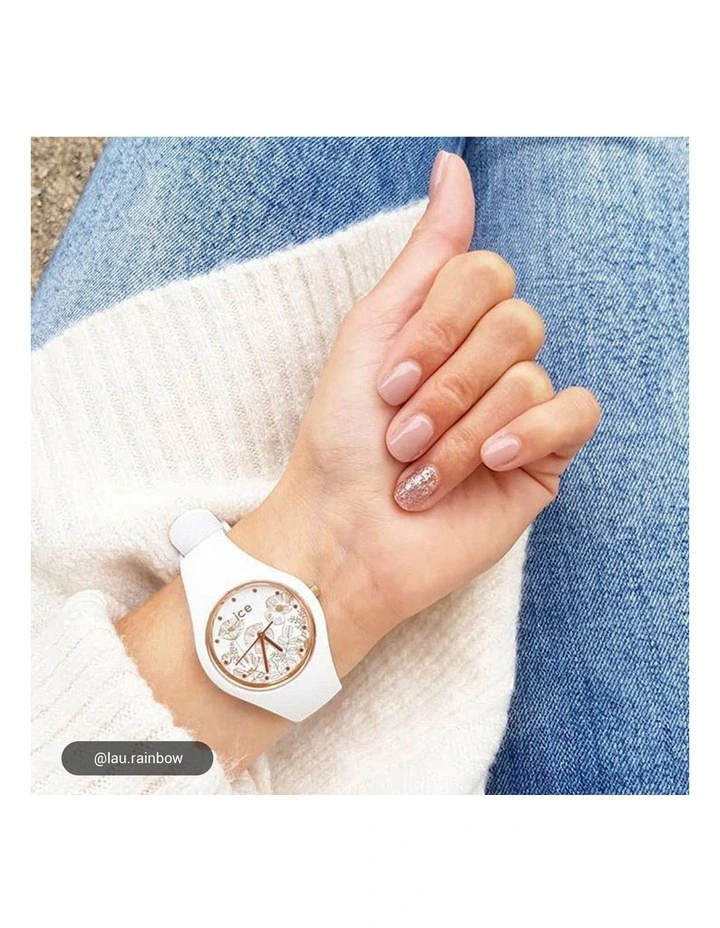Ice Flower Spring Small White Silicone Quartz Watch image 2