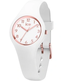 Ice Glam White Rose Gold Numbers Extra Small White Silicone Quartz Watch