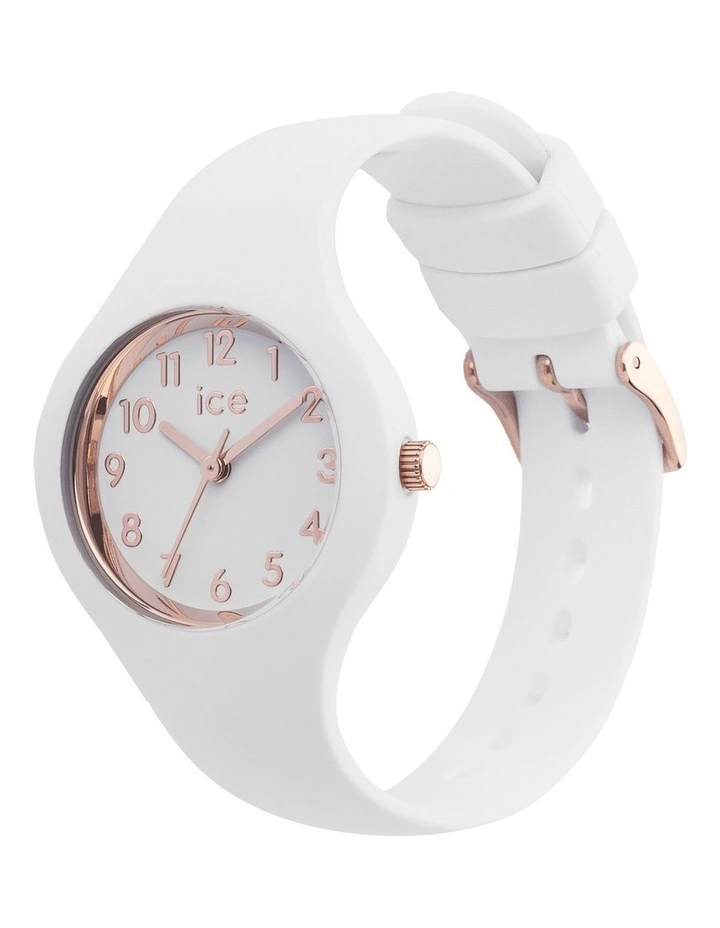 Ice Glam White Rose Gold Numbers Extra Small White Silicone Quartz Watch image 2