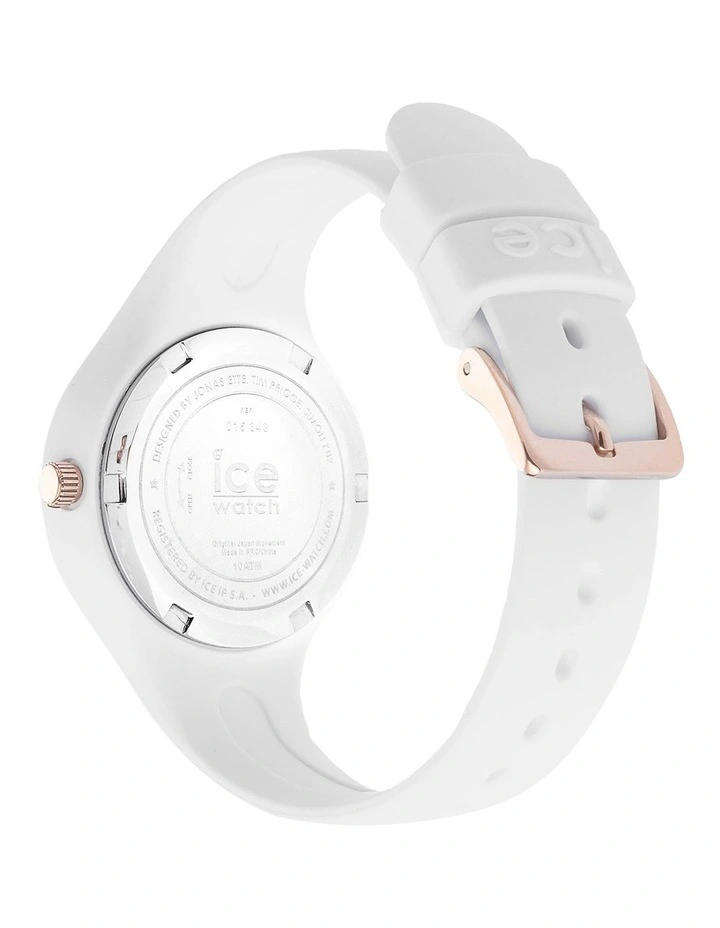 Ice Glam White Rose Gold Numbers Extra Small White Silicone Quartz Watch image 3