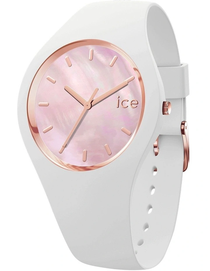 Ice Pearl Pink Small White Silicone Quartz Watch image 1