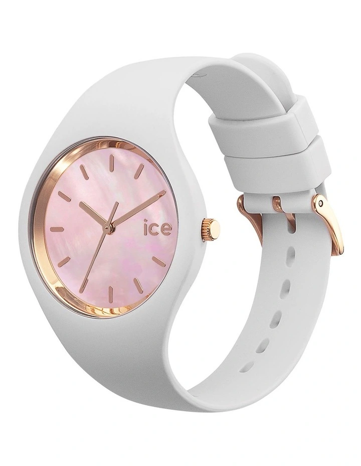 Ice Pearl Pink Small White Silicone Quartz Watch image 3