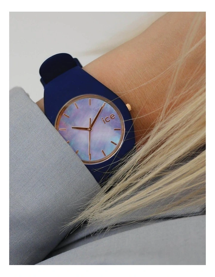Ice Pearl Twilight Medium Blue Silicone Quartz Watch image 2