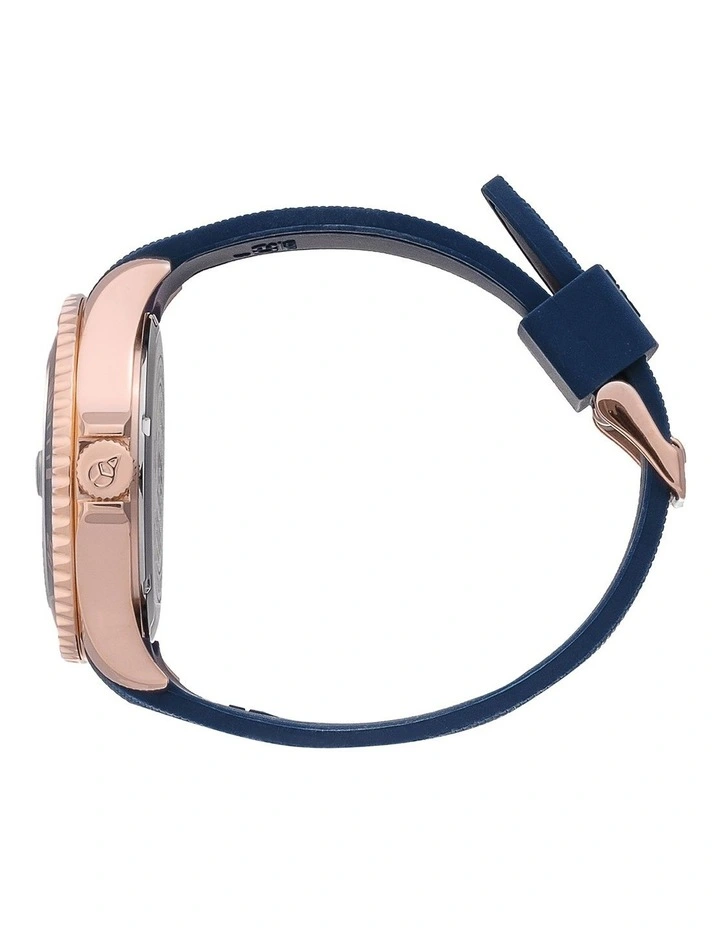Ice Steel Rose Gold Large Blue Silicone Quartz Watch image 4