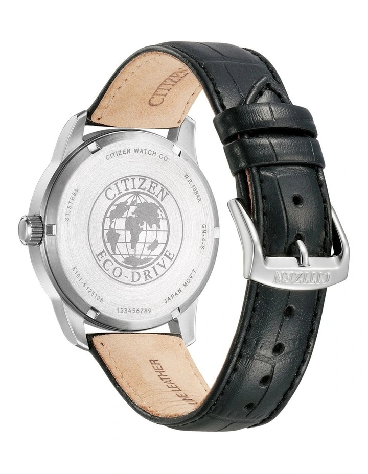 Eco-Drive 41.8mm White/Black Leather Watch BM8550-14A image 3