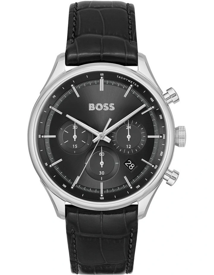 Gregor Stainless Steel Watch in Black Sunray image 1