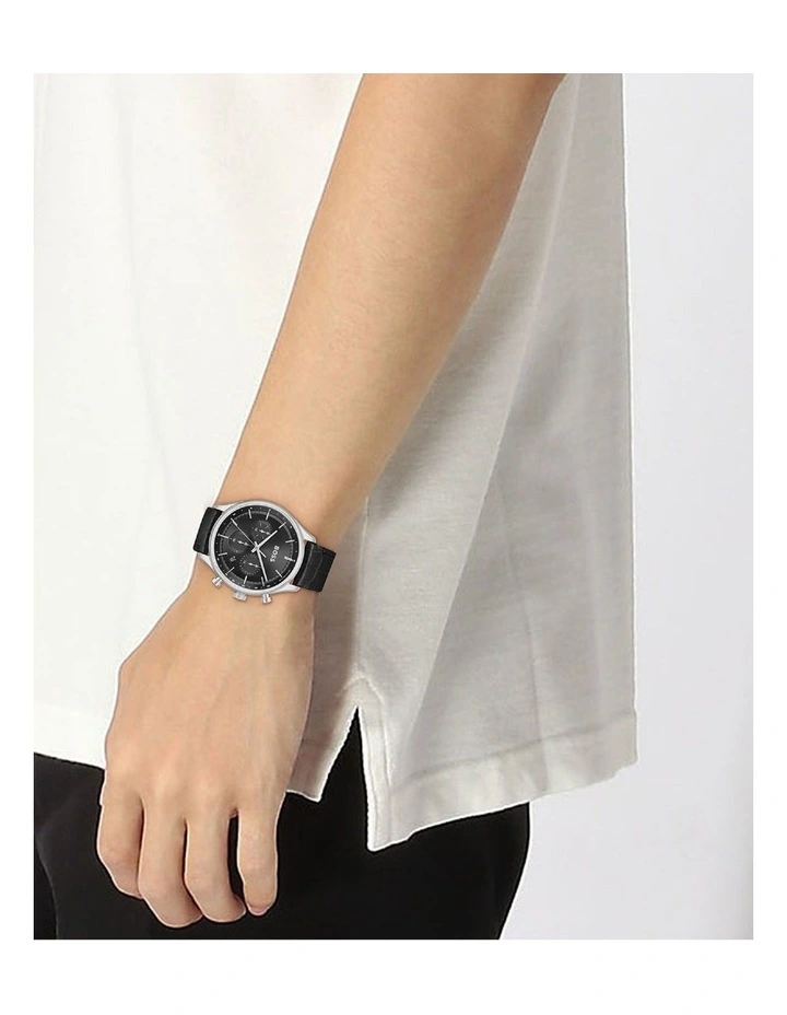 Gregor Stainless Steel Watch in Black Sunray image 4
