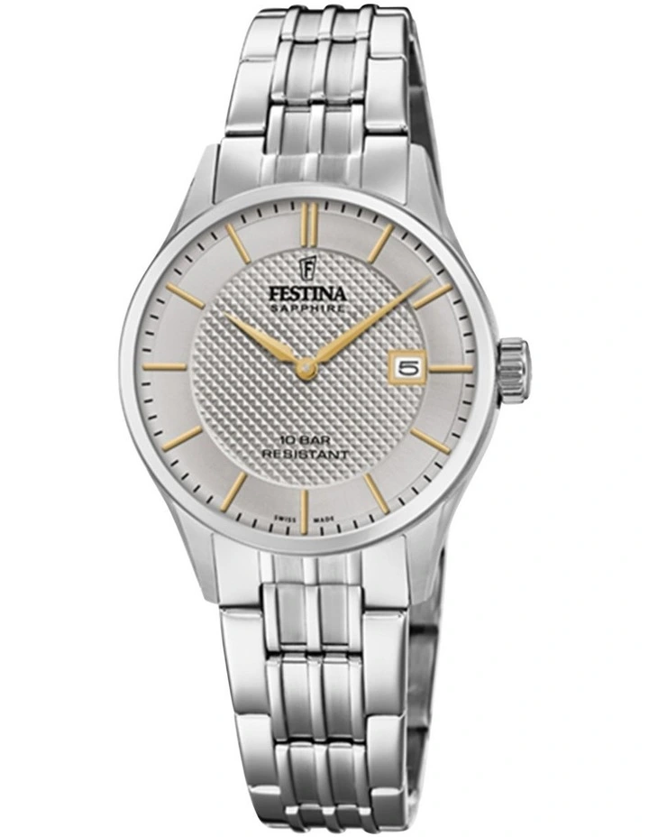 Swiss Stainless Steel Watch in Silver image 1