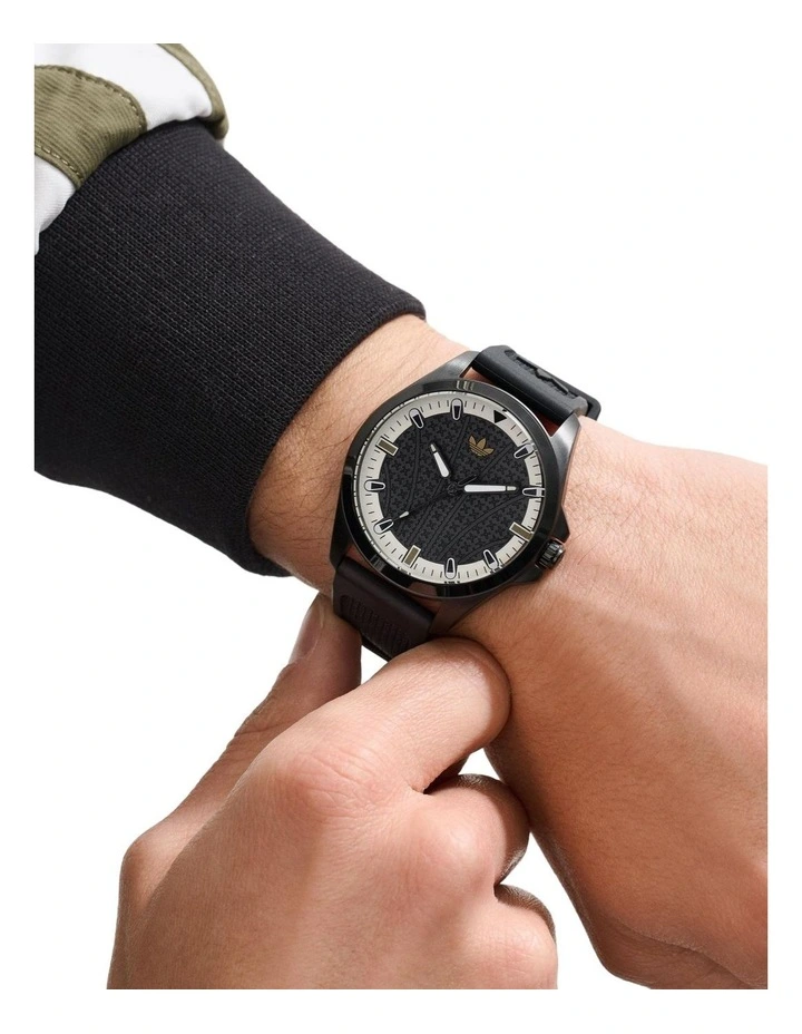 Originals Iconic One IP Steel Silicone Watch in Black image 2