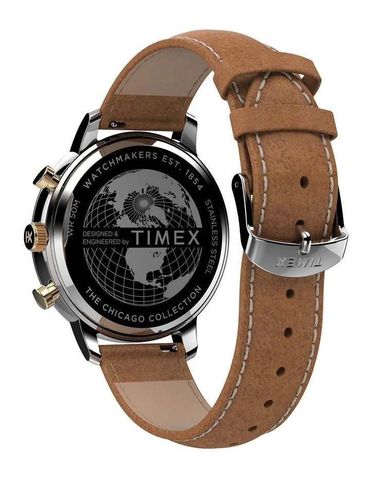 Chicago Leather Chrono Watch TW2U39000 in Tan image 3