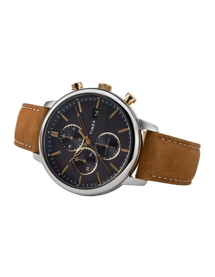 Chicago Leather Chrono Watch TW2U39000 in Tan image 6