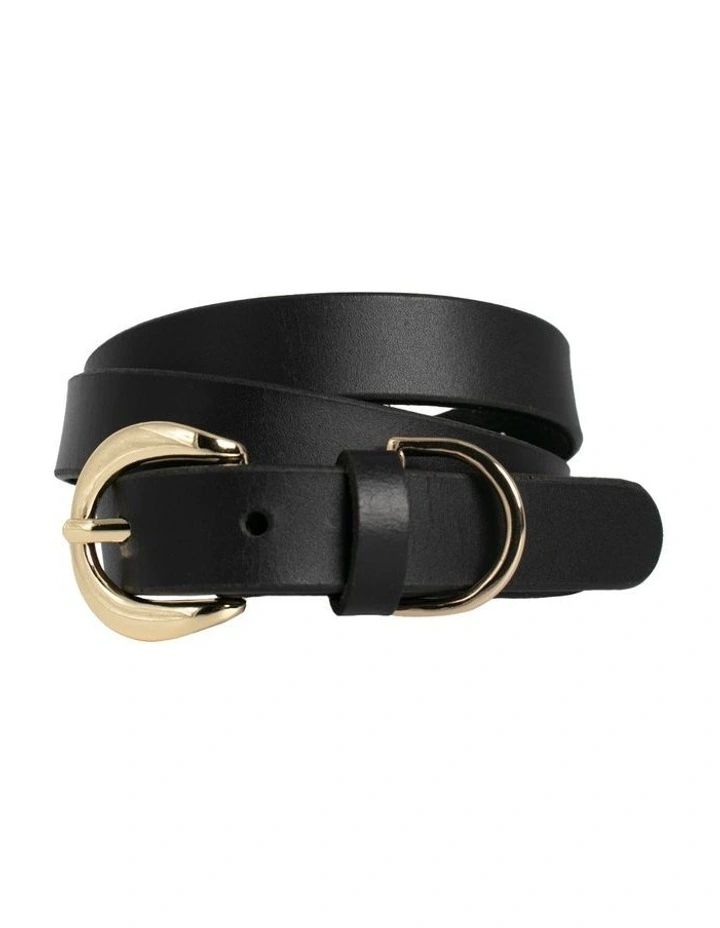 Phoebe Leather Belt in Black image 1