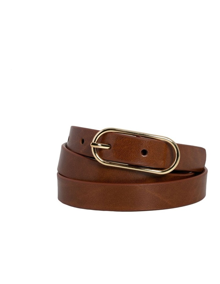 Willow Leather Belt in Tan/Gold Tan