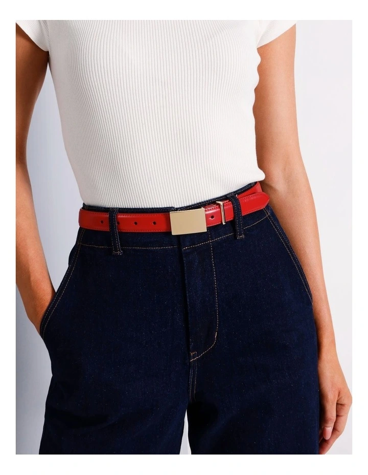 Sarah Padlock Buckle Belt in Red image 4