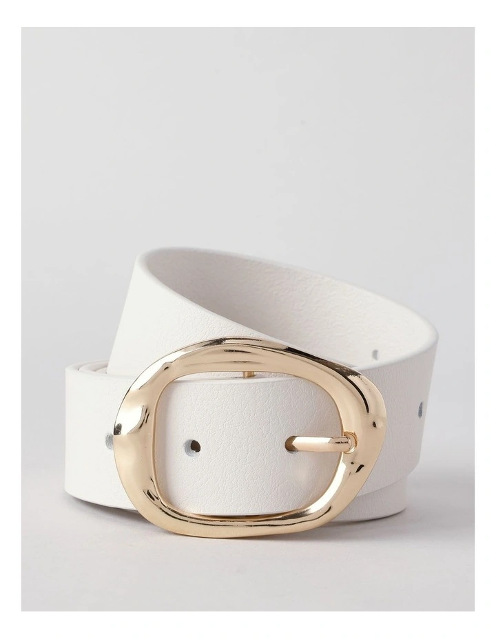Millie Statement Buckle Belt in White image 1