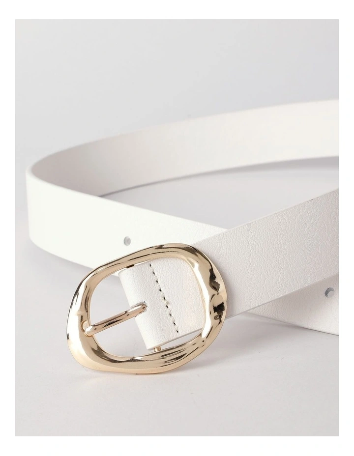 Millie Statement Buckle Belt in White image 3