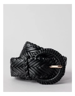 Sadie Herringbone Braid Belt in Black