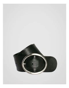 Peyton Wide Oval Buckle Belt in Black