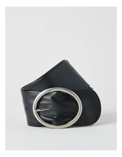 Peyton Wide Oval Buckle Belt in Black